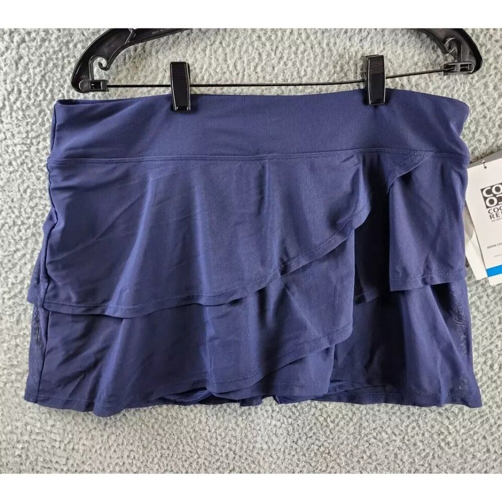 Coco Reef Illusion-Overlay Swim Skirt Women's Size XL Navy Captain Pull On Style
